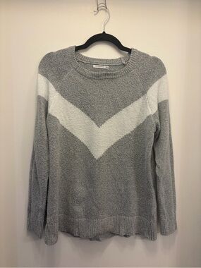Staccato Gray Ivory Chevron Colorblock Crew Neck Pullover Sweater Size M